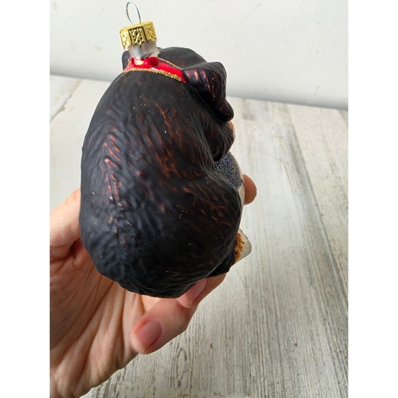 Glass soccer puppy dog ornament glitter cocker spaniel Xmas tree - Picture 5 of 8